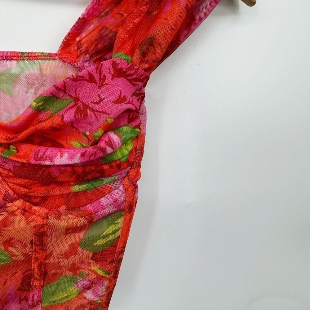 Zara Sheer Floral Corset Crop Top Women’s Small Vacation Resort Kawaiigirl - Picture 4 of 10